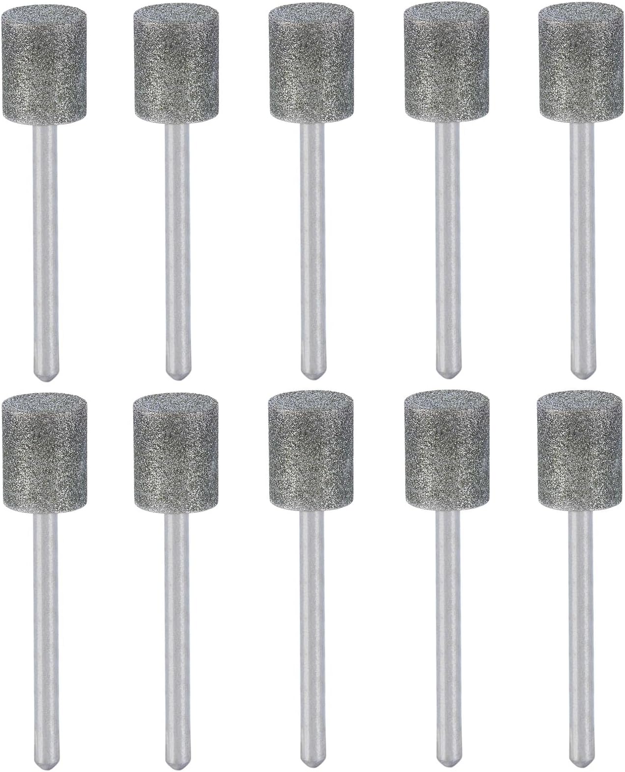 Diamond Grinding Burr Set, Diamond Burr Bits for Dremel Rotary Tool Accessories, 10PCS 150 Grit Grinding Bits with 1/8 Inch Shank for Stone Ceramic Glass Carving, Grinding, Polishing, Engraving