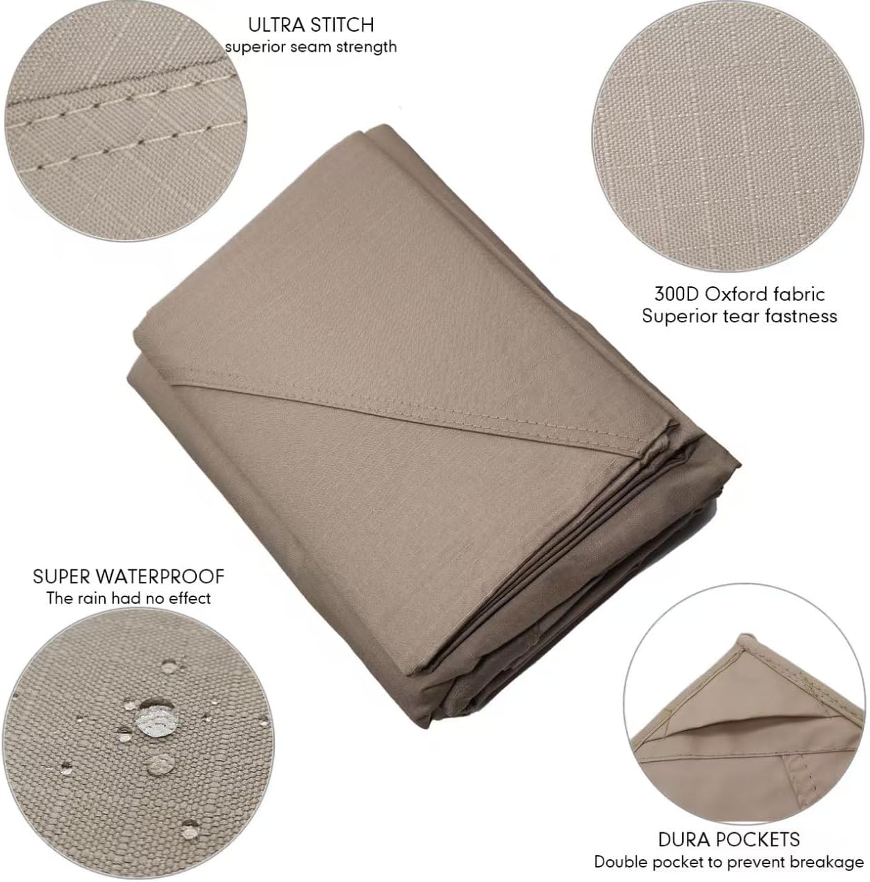 Ontheway 5FT x 8FT Double Tiered Replacement Canopy Grill BBQ Gazebo Roof Top Gazebo Replacement Canopy Roof (Checked Khaki)