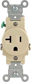 Leviton 101-05801-ISP 20-Amp 125-Volt Single Receptacle Electrical Power Outlet, Ivory