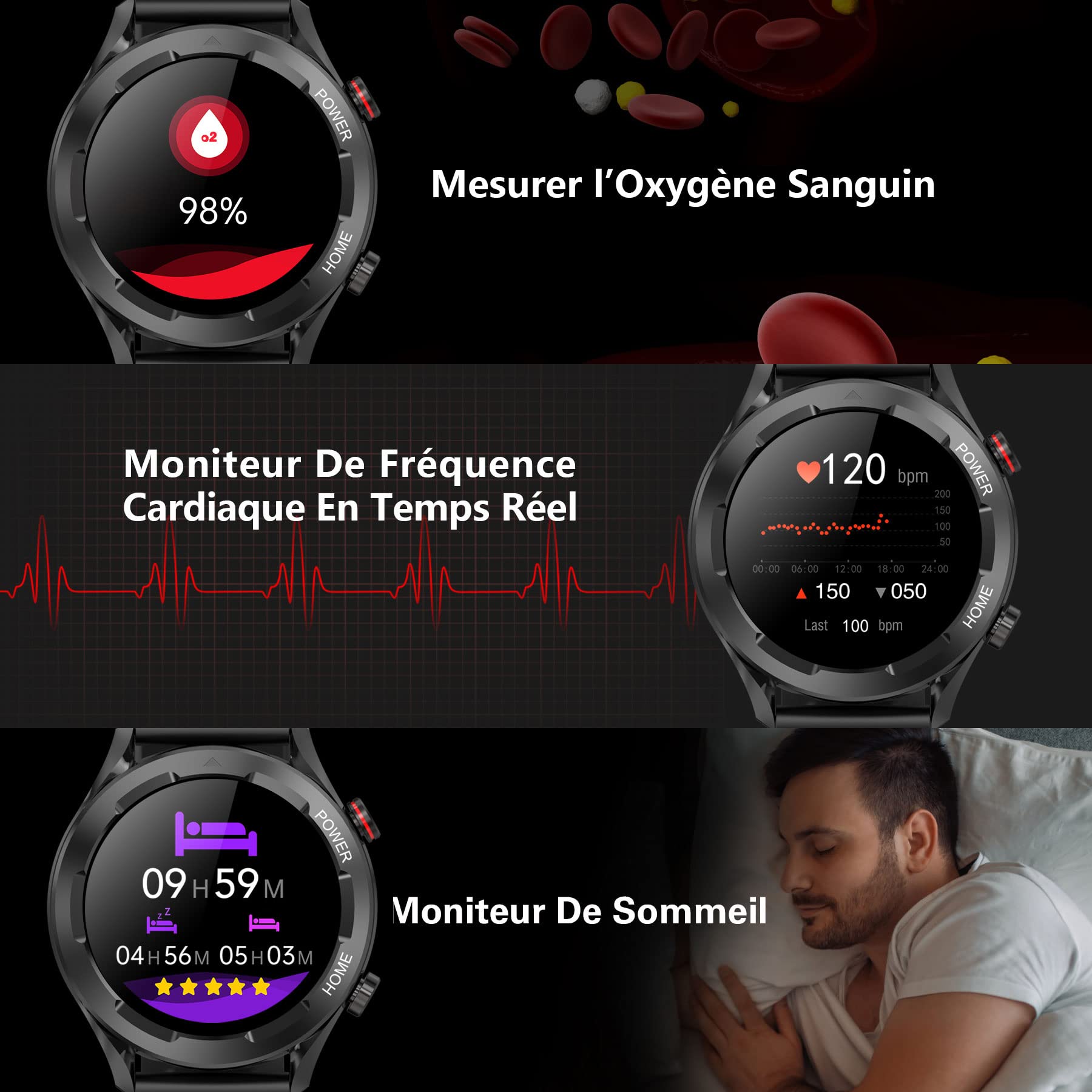 BRIBEJAT BT2 Pro Montre Connectée Homme Appel Étanche 28 Modes Sport Podomètre Sommeil 1GB Mémoire Musicale Smartwatch Fitness Android iOS Noir Orange