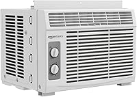 Amazon Basics 5000 BTU Quiet Window Air Conditioner for 150 Sq Ft Rooms - Washable Filter, Easy Install Kit