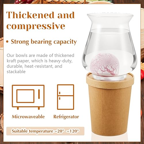 Miniatura 10 de 50 recipientes de sopa de papel de 32 onzas con tapas, recipientes de papel kraft para alimentos, recipientes de helado, cuencos de sopa de papel,