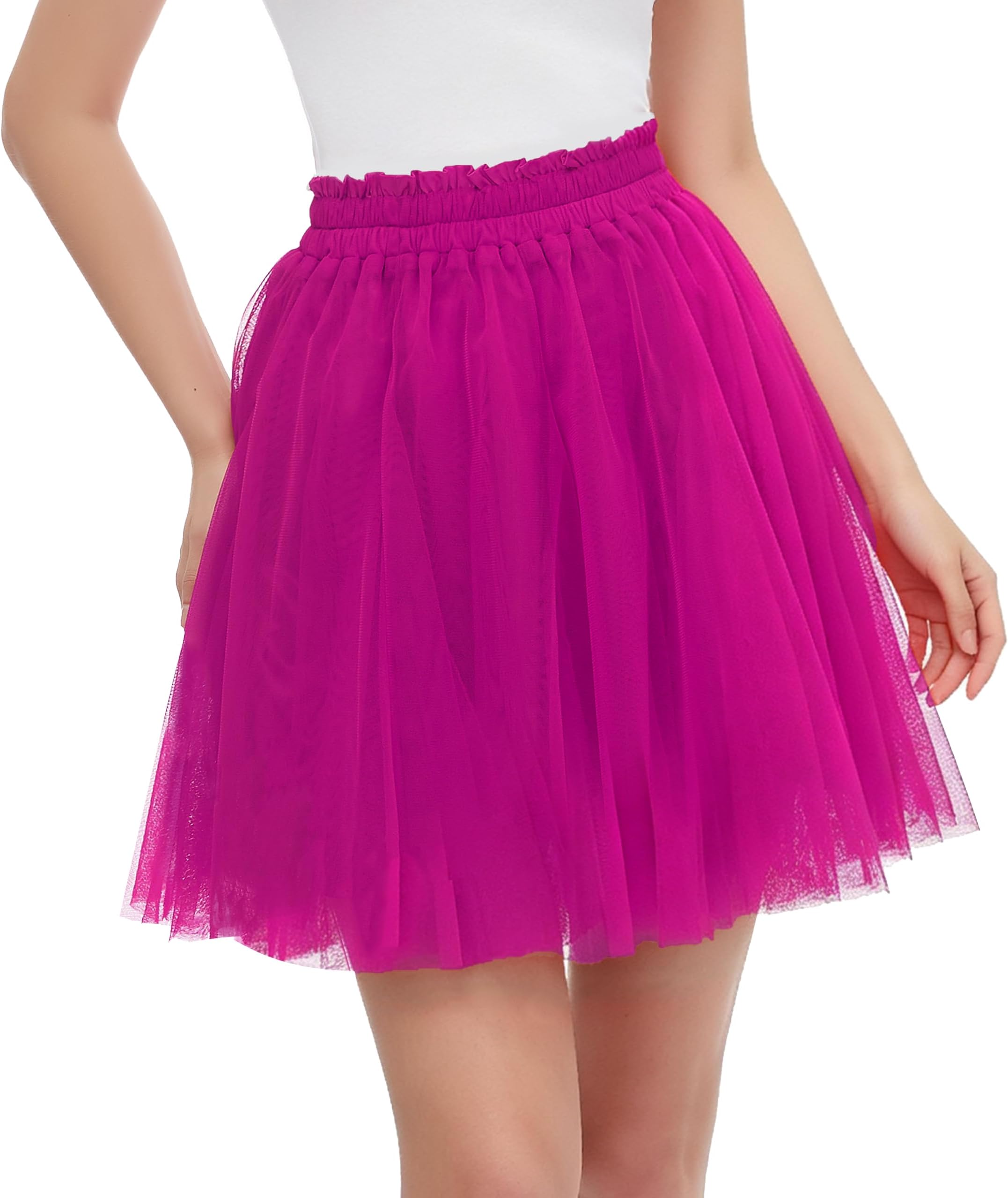 Women Short Tulle Mesh Ruffle Tutu Dancing Skirts