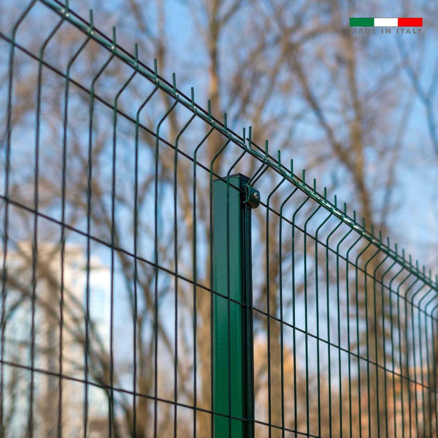 Outdoor Garden Fence, Welded, 122 x 200 cm, Green, Made in Italy, Modular Erased, Rigid Mesh Panels, Modular Grilling Fences, Perimeter Ground Railing