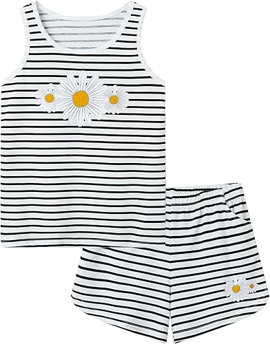 Pijama con parte superior de camiseta de tirantes, talla 6, 8, 10, 12, 14, 16, 18, pantalón corto, de verano, con rayas, conjunto para niña y
