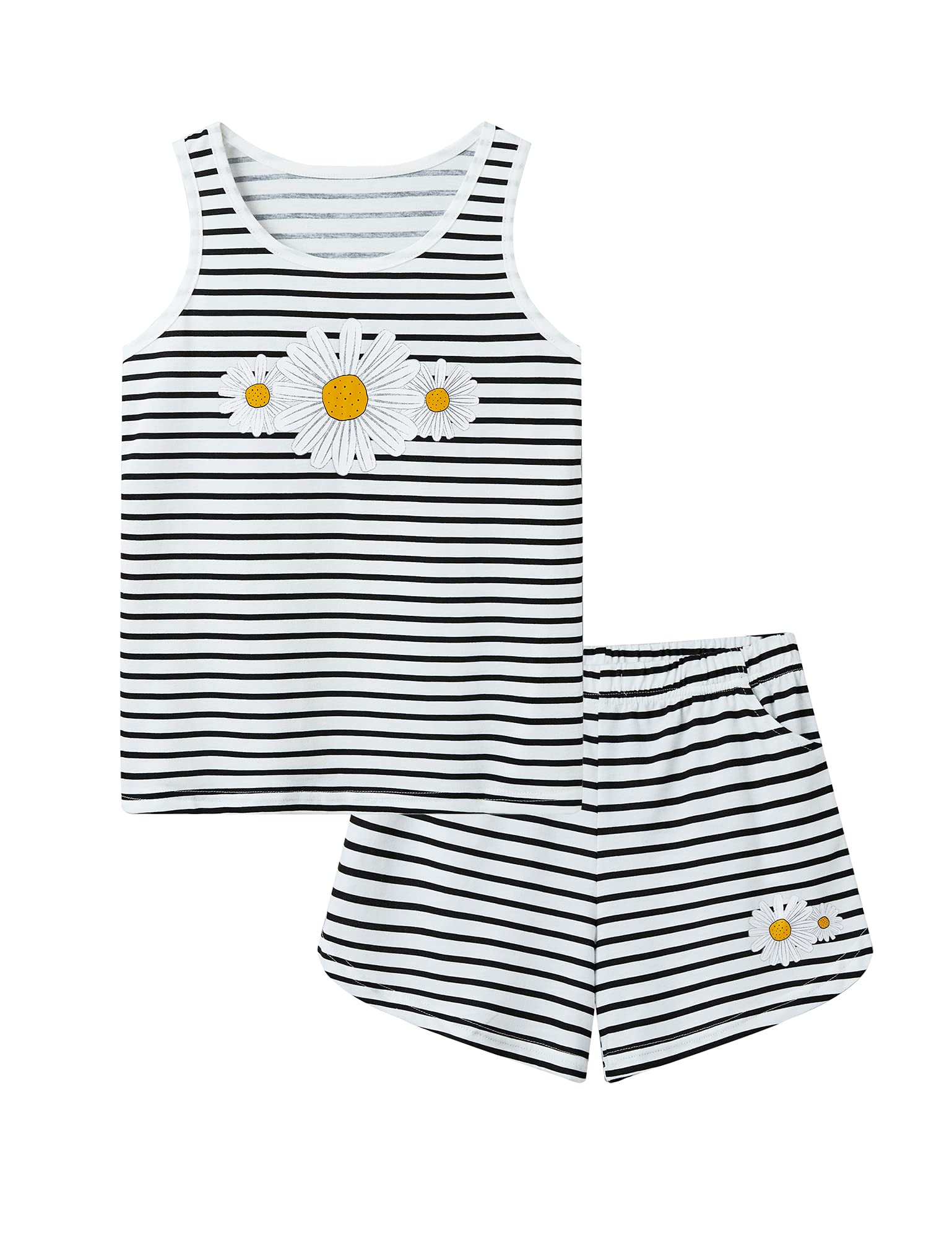 CozchiqueGirls Tank Top Pajamas – Size 6 8 10 12 14 16 18 Summer Shorts Stripe PJS Set Big Kids Clothes for Tween/Teens