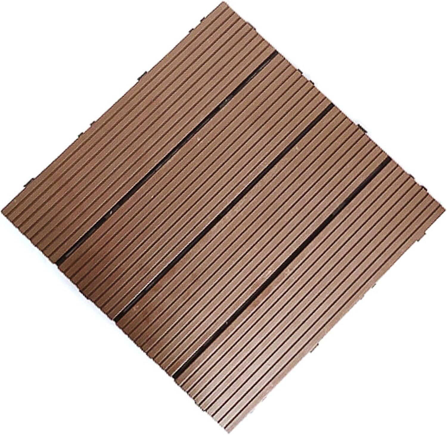 Piastrelle for pavimenti in legno e plastica ad incastro, pavimento decorativo a scatto, modello in rilievo, spessore 1,8 cm, 1 pezzo(Coffee)