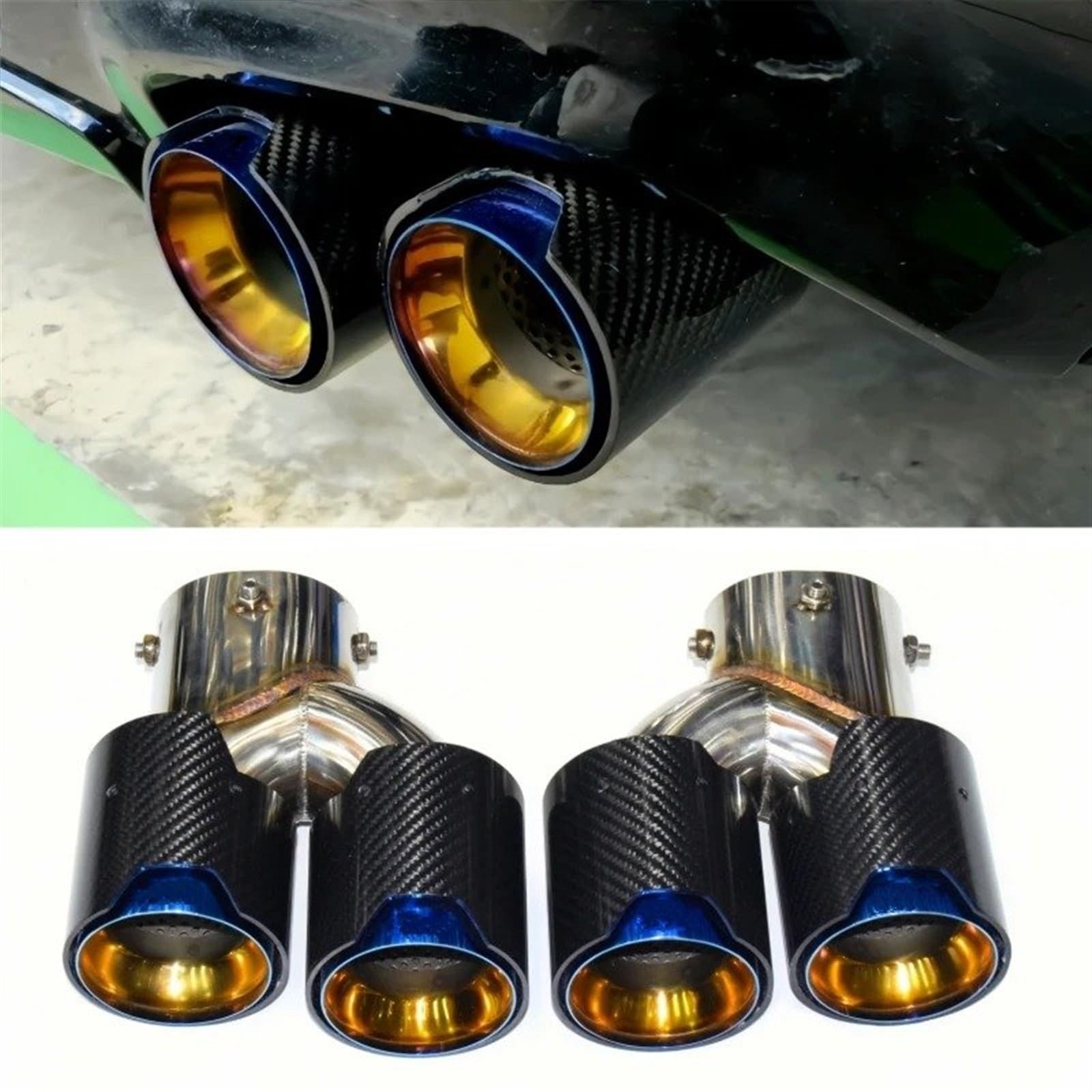 Embout D'échappement Fibre Carbone Pour BMW G20 G21 M340i, G22 M240i, G42 440i - Double Sortie Quad - Style M