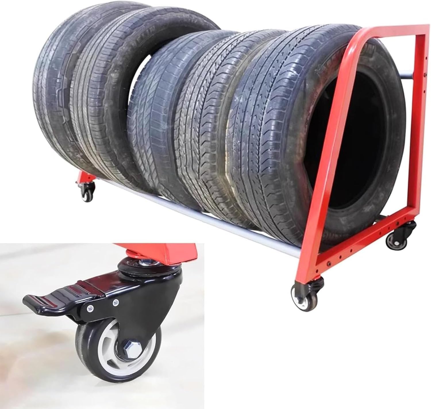 Rayonnage à roulettes pour pneus de garage en métal robuste chariot de transport large 50 pouces