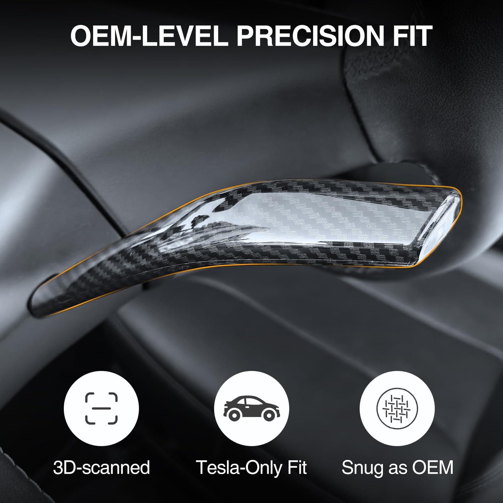 Osłona dźwigni kierownicy do Tesla Model Y Juniper & Model 3 Highland 2025 2026 - Osłona zmiany biegów kierownicy ABS, ochronne wykończenie akcesoria wewnętrzne (matowa czerń)