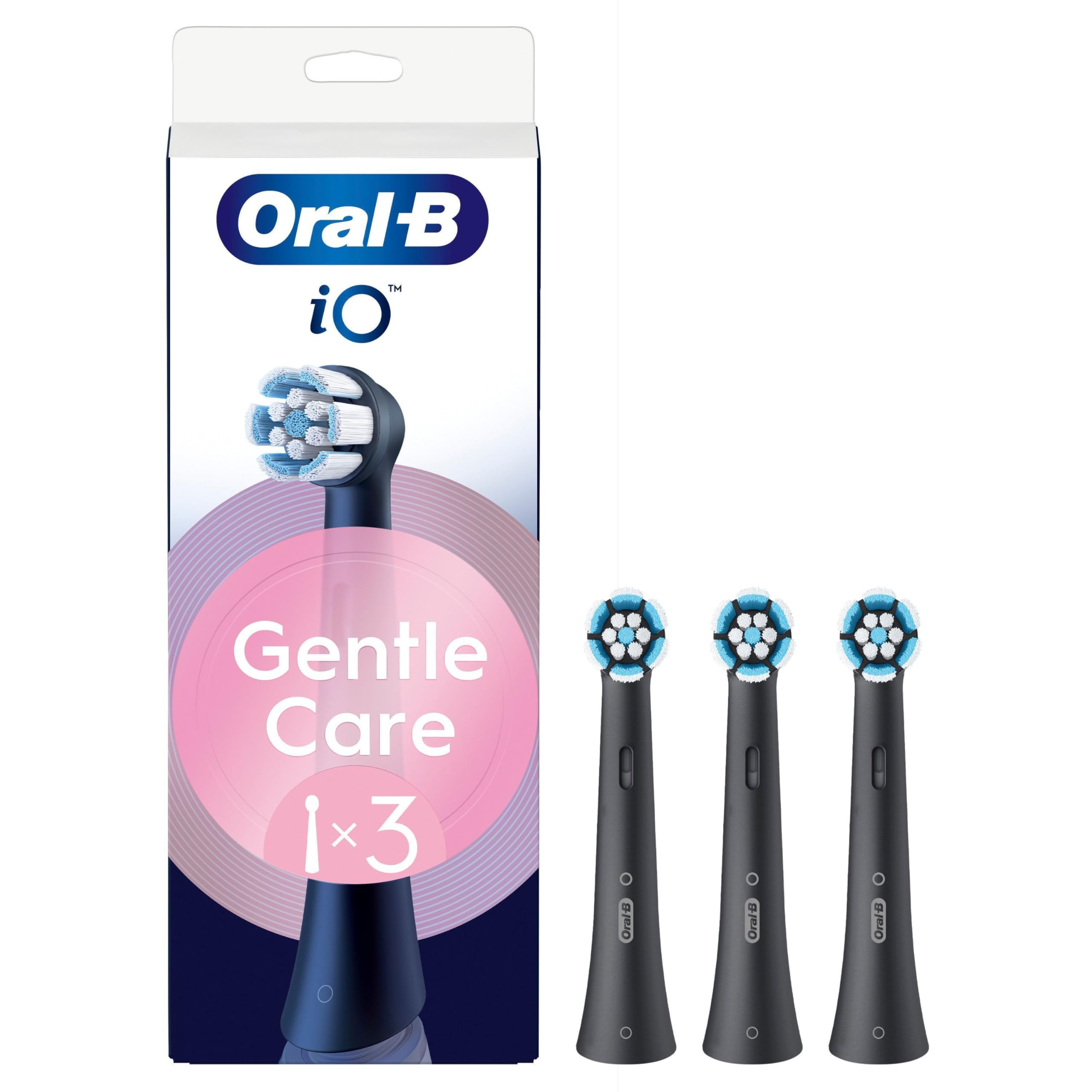 Oral-B Wymienne głowice iO Series Gentle Care Black oryginalne okrągłe głowice do wrażliwych dziąseł, 3