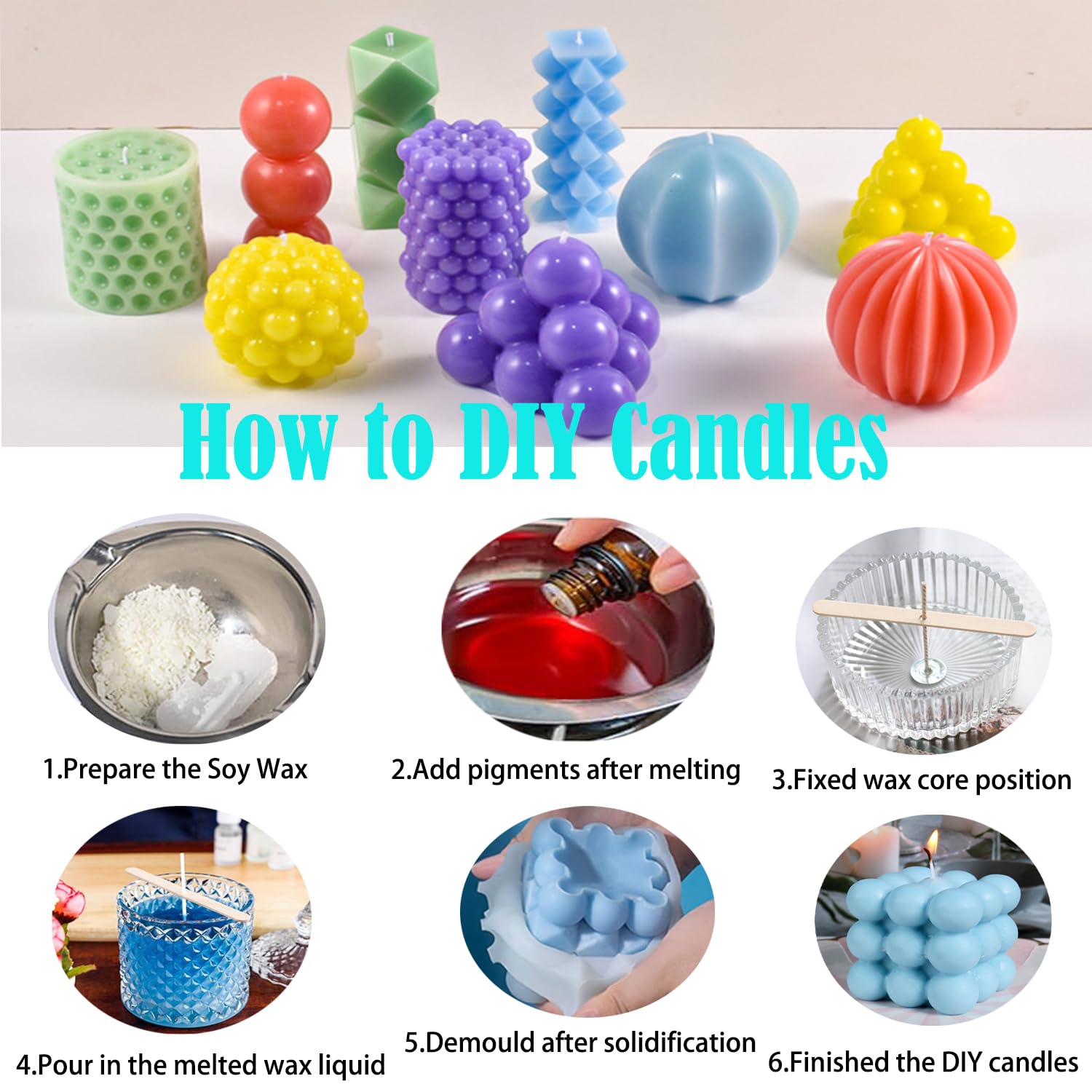 Oldes De Silicona Para Velas,oldes Para Velas 3D 6PCS,oldes Para