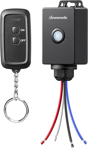 DEWENWILS Interrupteur Sans Fil Extérieur, 1 Télécommande 1 Récepteur, Noir - 1
