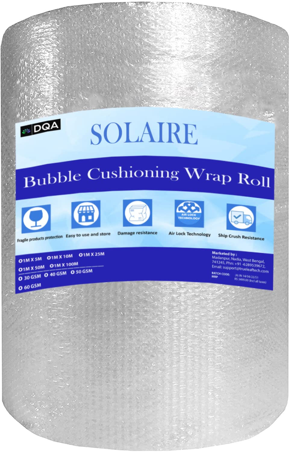 DQA SOLAIRE Air Bubble Wrap For Packing Materials | Moving Items | Storage Boxes (50M 40GSM) (B09MNMQTVW) Amazon Price History, Amazon Price Tracker