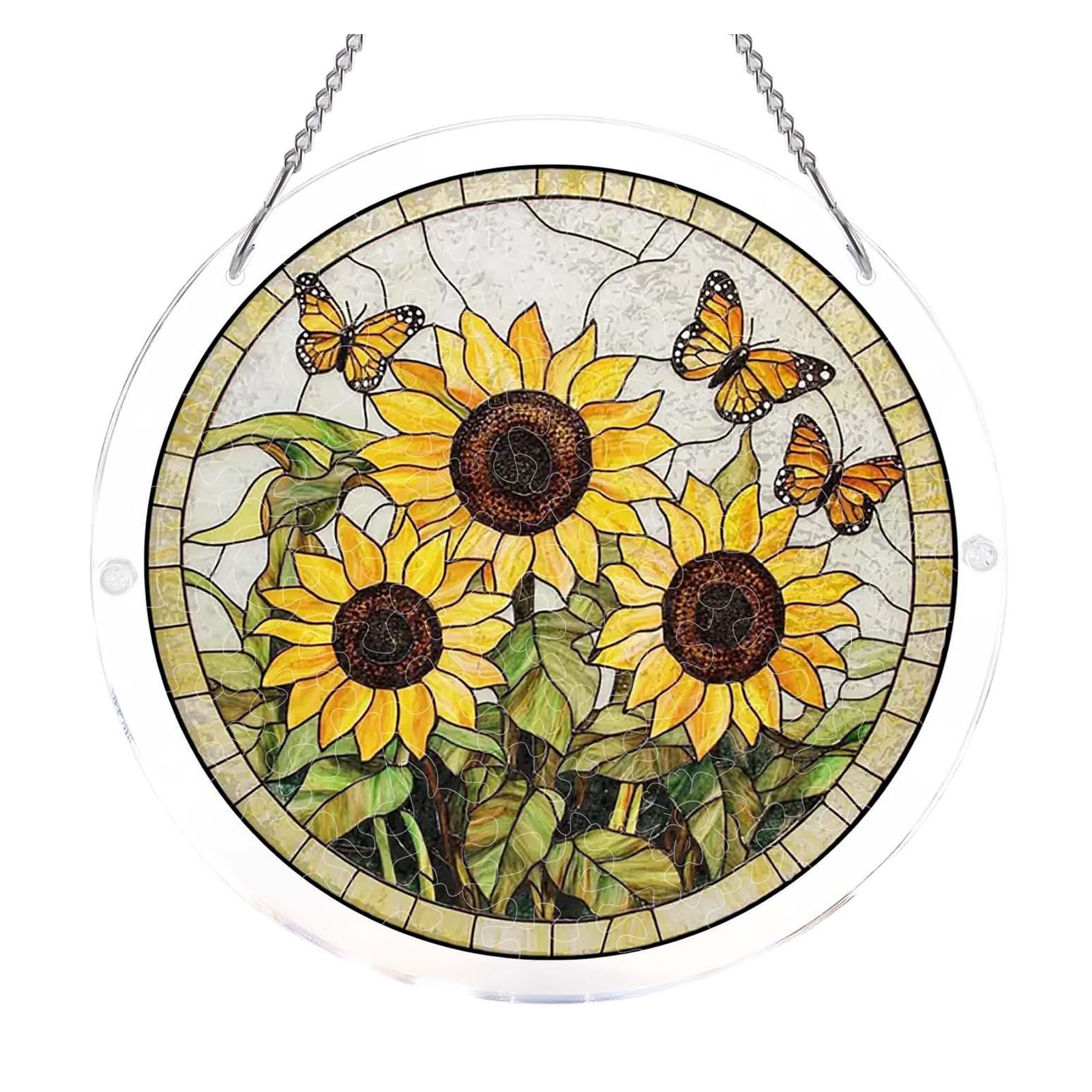 Acrylic Puzzle Window Hanging,7.4-Inch Acrylic Puzzles Suncatcher,Butterflies in Blooms,Suncatcher Window Hanging, Acrylics Jigsaw Puzzle Suncatchers,DIY Suncatcher Kits for Birthday Home Decor ZB