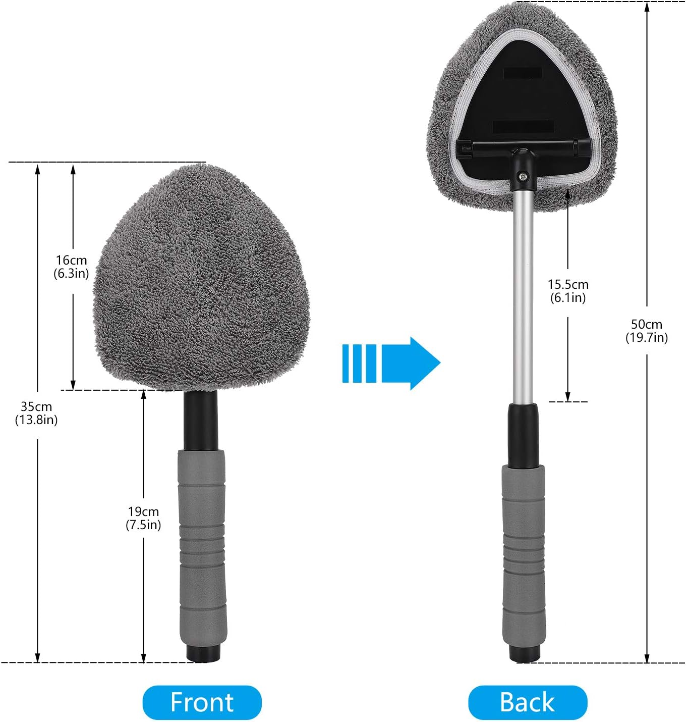Gven Windshield Cleaner Tool Car Cleaning Kit Supplies Window Cleaner Interior Glass Care Product Car Accessories with Aluminum Handle& 4 Reusable Cloth/Cover As Seen On TV