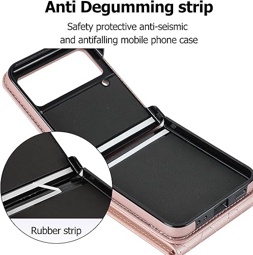 Miniatura 6 de Asuwish Funda para teléfono Samsung Galaxy Z Flip 3 5G 2021 con anillo de bloqueo RFID, correa cruzada para muñeca, soporte para tarjeta de crédito,