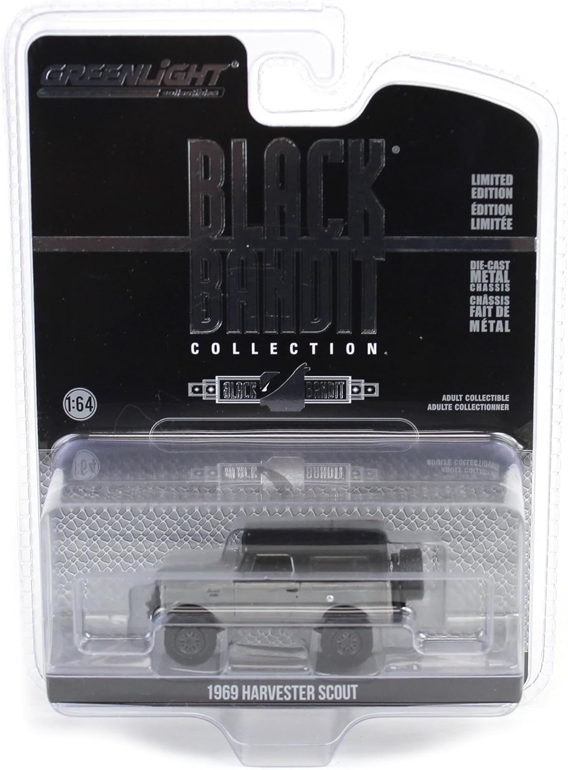 Truck 1/64 Greenlight 1969 Harvester Scout Lifted Black Bandit Series 29 28150-BCHASE Collectible Vehicle, Die-cast Metal Chassis, Rubber Tires, Plastic Components, Ages 14+
