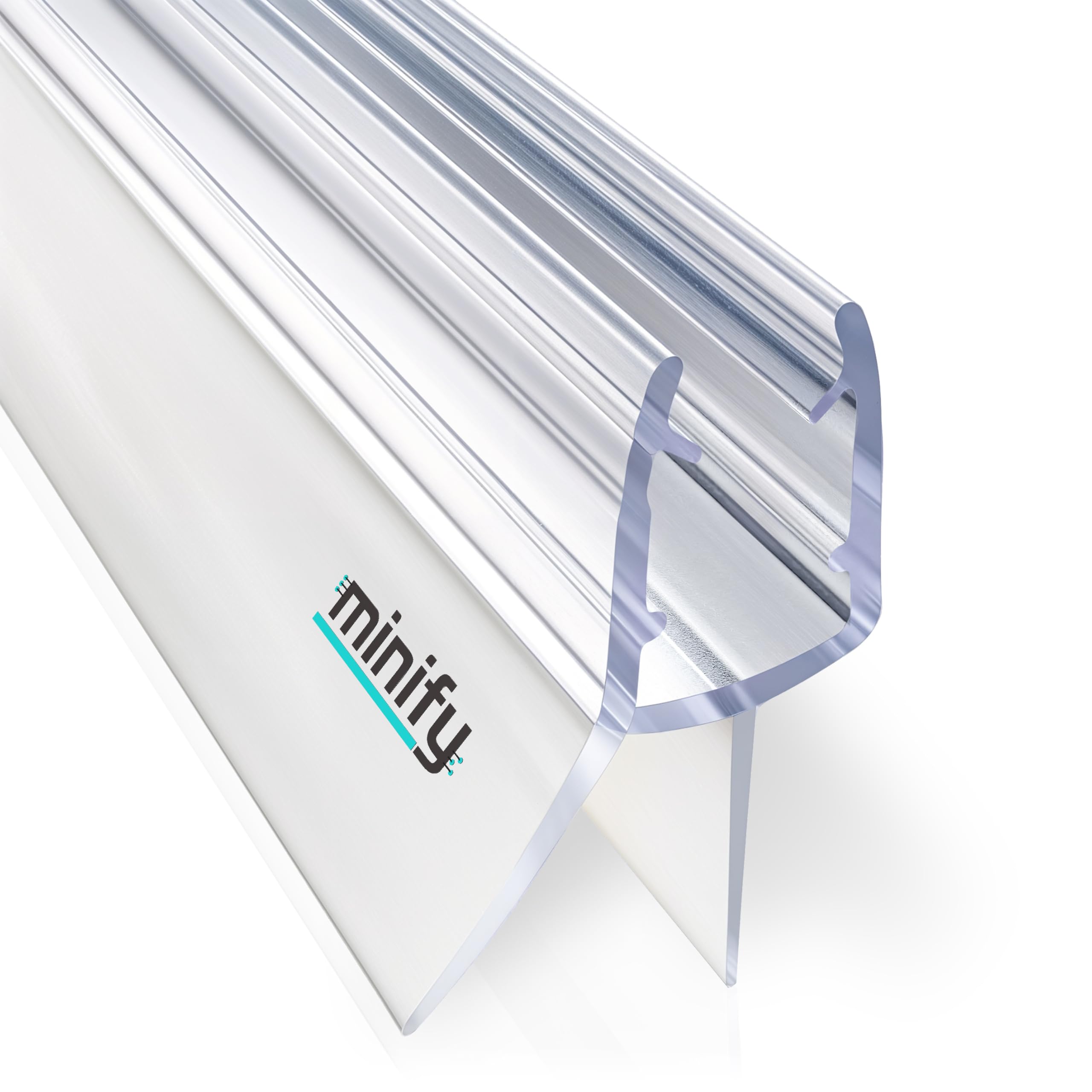 minify Duschdichtung für Glastüren (5-8mm) – Dichtung Dusche Glastür Transparentes U-Profil mit Milchglas-Dichtlippen in verschiedenen Längen erhältlich [ 2 x 44CM ]