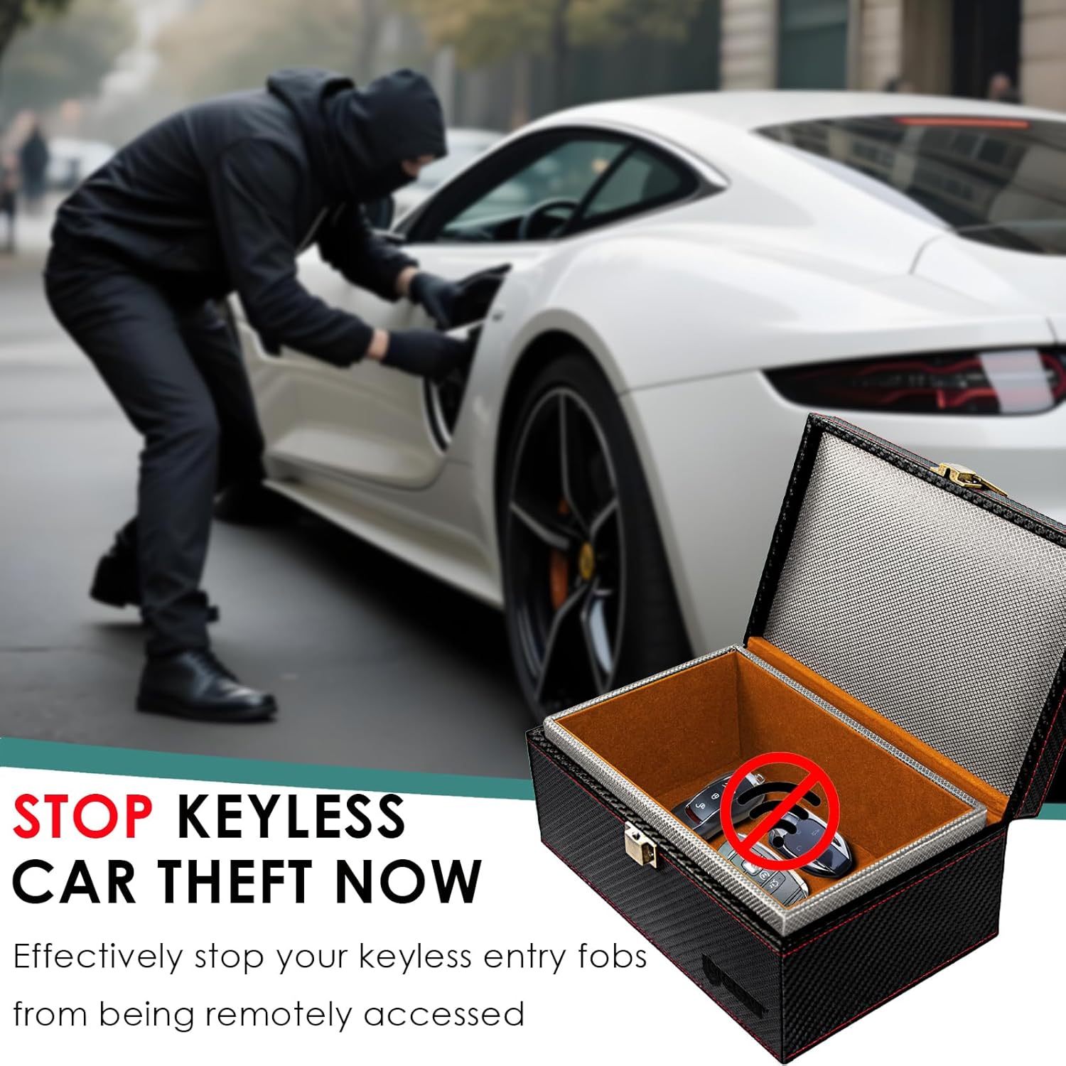 Faraday Box for Car Keys, Faraday Key Fob Protector Box, Anti Theft Car Keys Faraday Cage, Keyless Entry Protector Faraday Pouch for Key fob, RFID Signal Blocking Box(Black,S) - Image 2