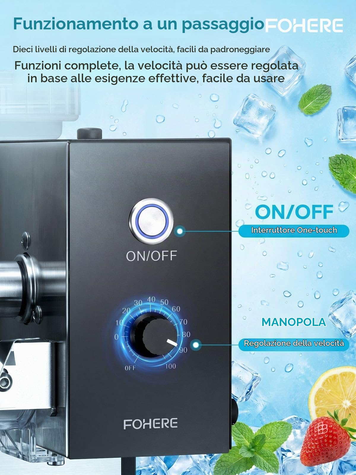 Macchina professionale per ghiaccio tritato FOHERE 80 kg/24 h | Macchina per bingsu in acciaio inossidabile con funzione di autopulizia e compressore, regolatore di velocità