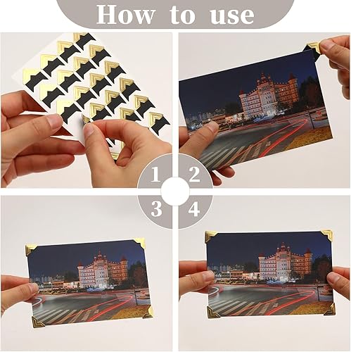 Miniatura 5 de 240 esquinas para álbumes de recortes, esquinas autoadhesivas, esquinas de montaje de fotos doradas brillantes, esquinas de fotos para álbumes de