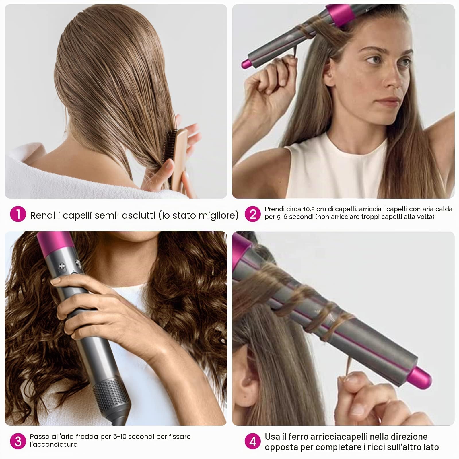 2 fusti lunghi per arricciacapelli Dyson Airwrap Styler, 30 mm x 1,2 pollici per arricciacapelli sinistro e destro