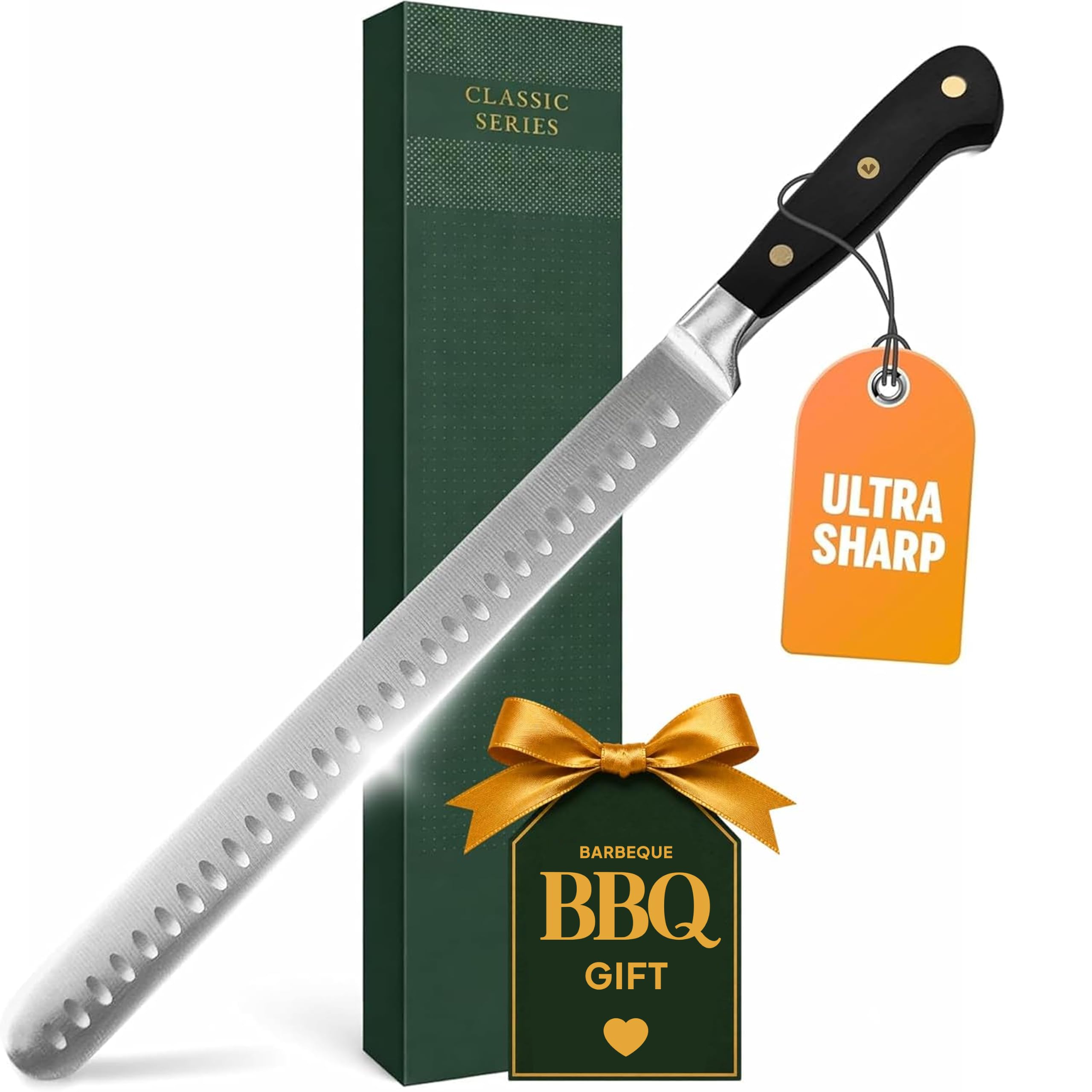 Photo 1 of Bright Hobby Brisket Slicing Knife – 12" Brisket Knife, BBQ, Grilling Gifts For Men – Razor Sharp German Steel, Full Tang, Ergonomic Handle