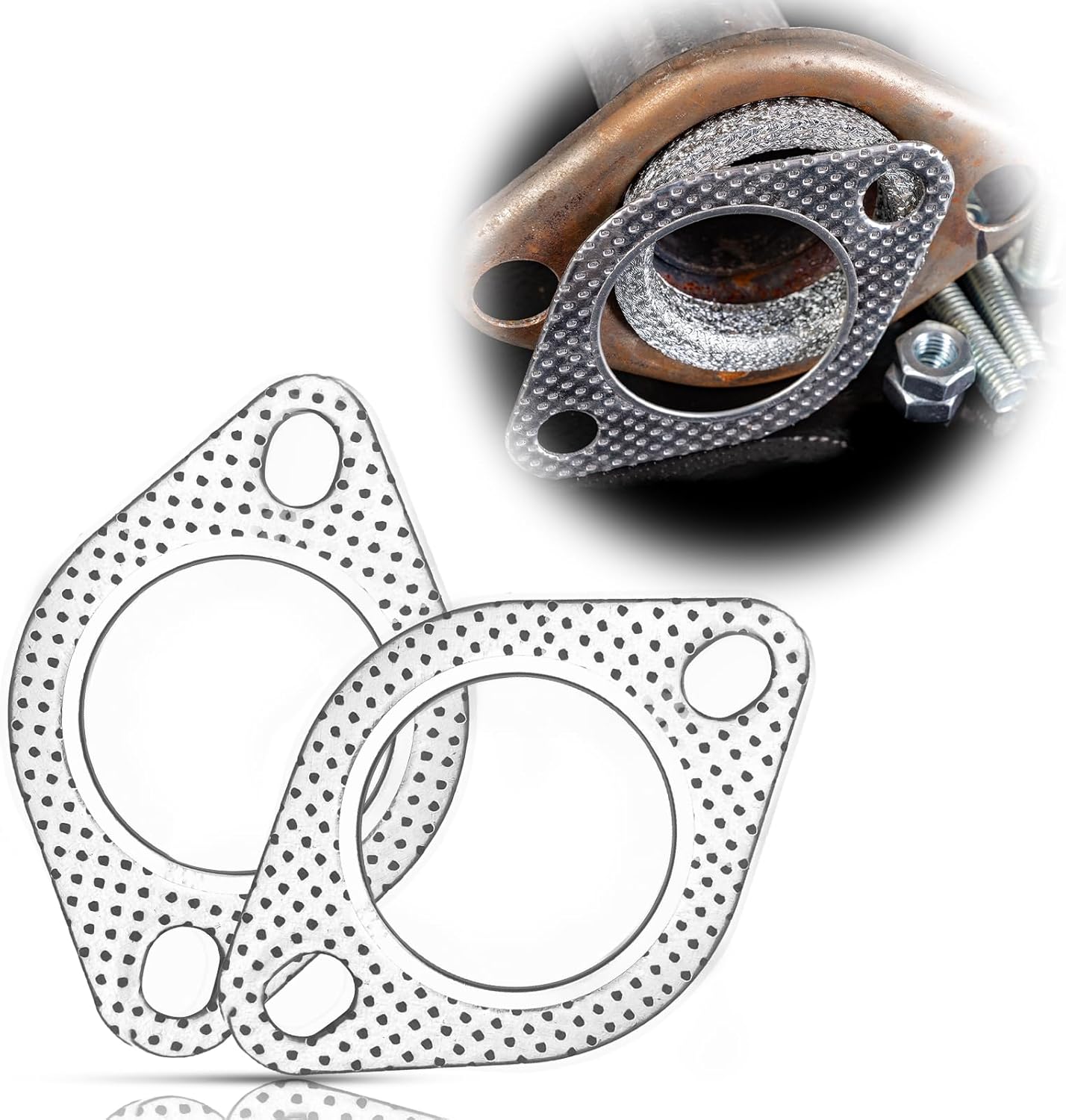2PCS Car Exhaust Gasket, Exhaust Flange Manifold Flange