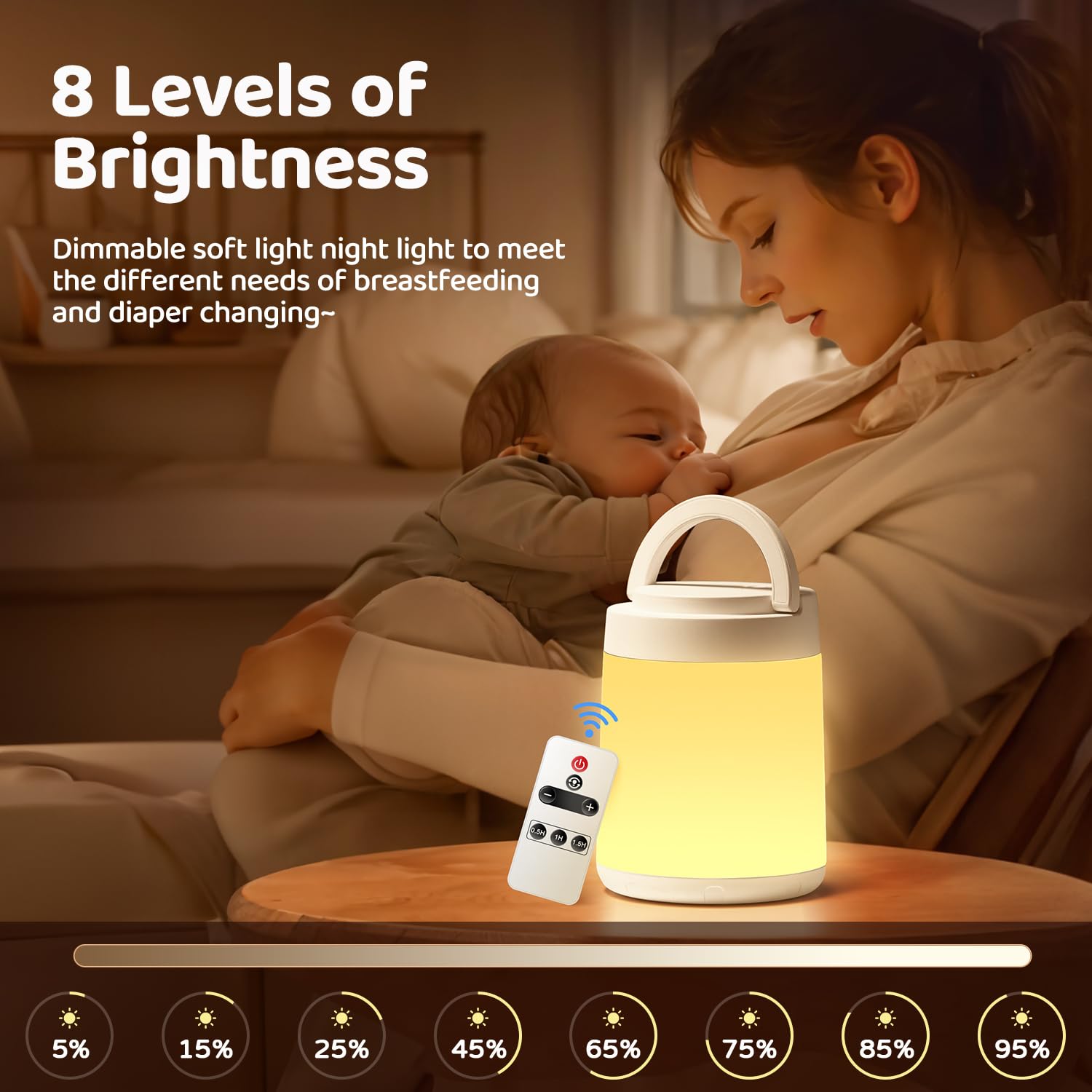 Luce Notturna Bambini Lampada da Comodino, 10 Colori Dimmerabile Lampada Led Ricaricabile, Telecomando+Timer Lampade da Comodino,Lampada Touch Lampada a Batteria Portatile Lampada Senza Fili [Regalo]