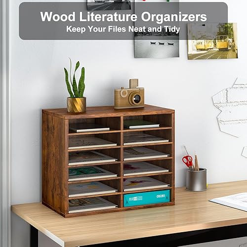 Vista 88 de PAG Organizador de literatura de madera para encimera, buzón de estudiante para aula, soporte de papel de escritorio para oficina, hogar, escuela