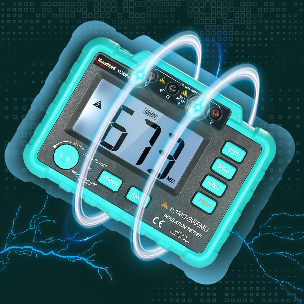 Mètres de résistance d'isolement - VC60B + Testeur de résistance d'isolement numérique LCD Megohm Meter Megohmmeter DC250V/500V/1000V