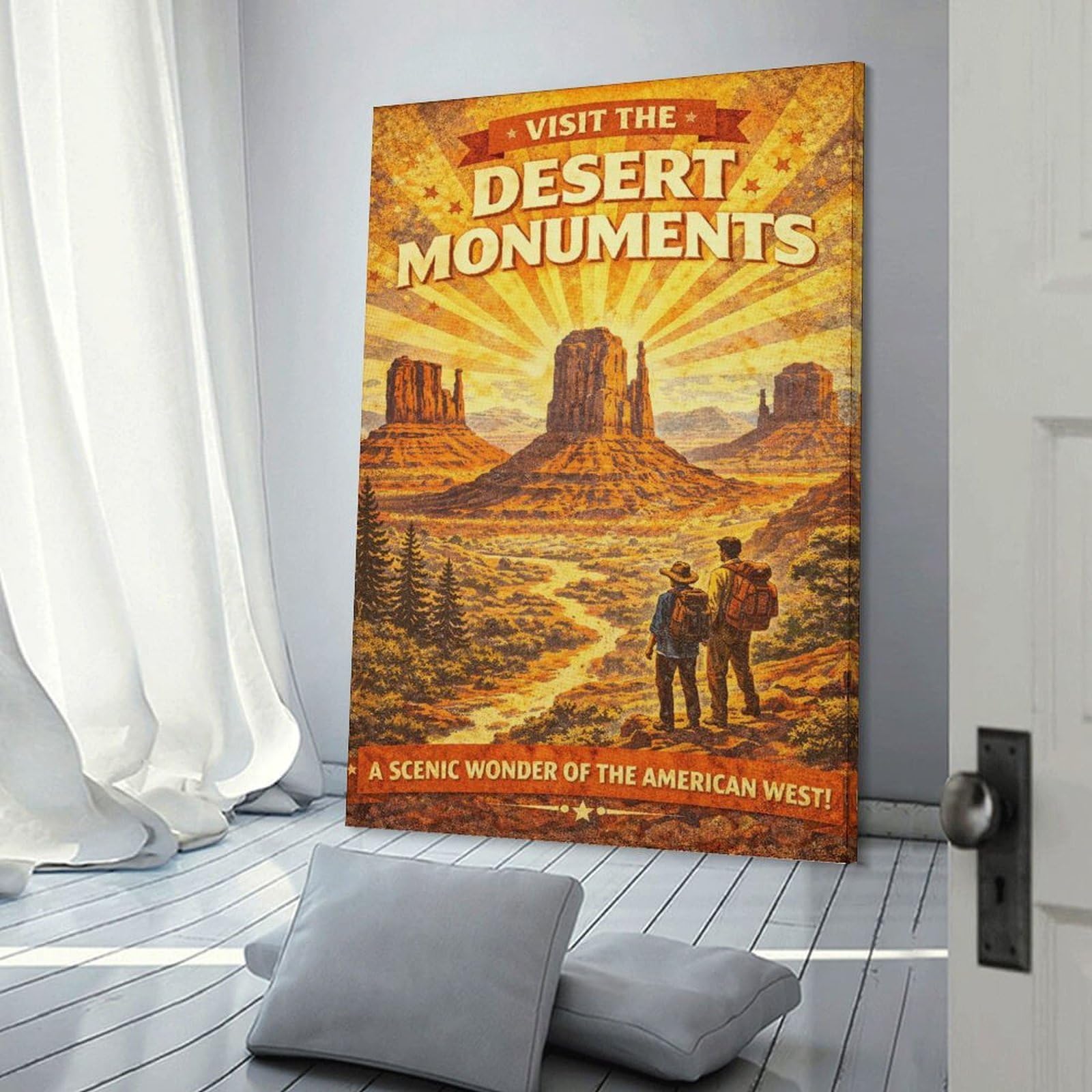Junmoney Visit The Desert Monuments Wall Art Print 20x30inch(50x75cm), for Lounge, Study, Hallway Or Flat Walls, Decorative Artwork with Broad Appeal