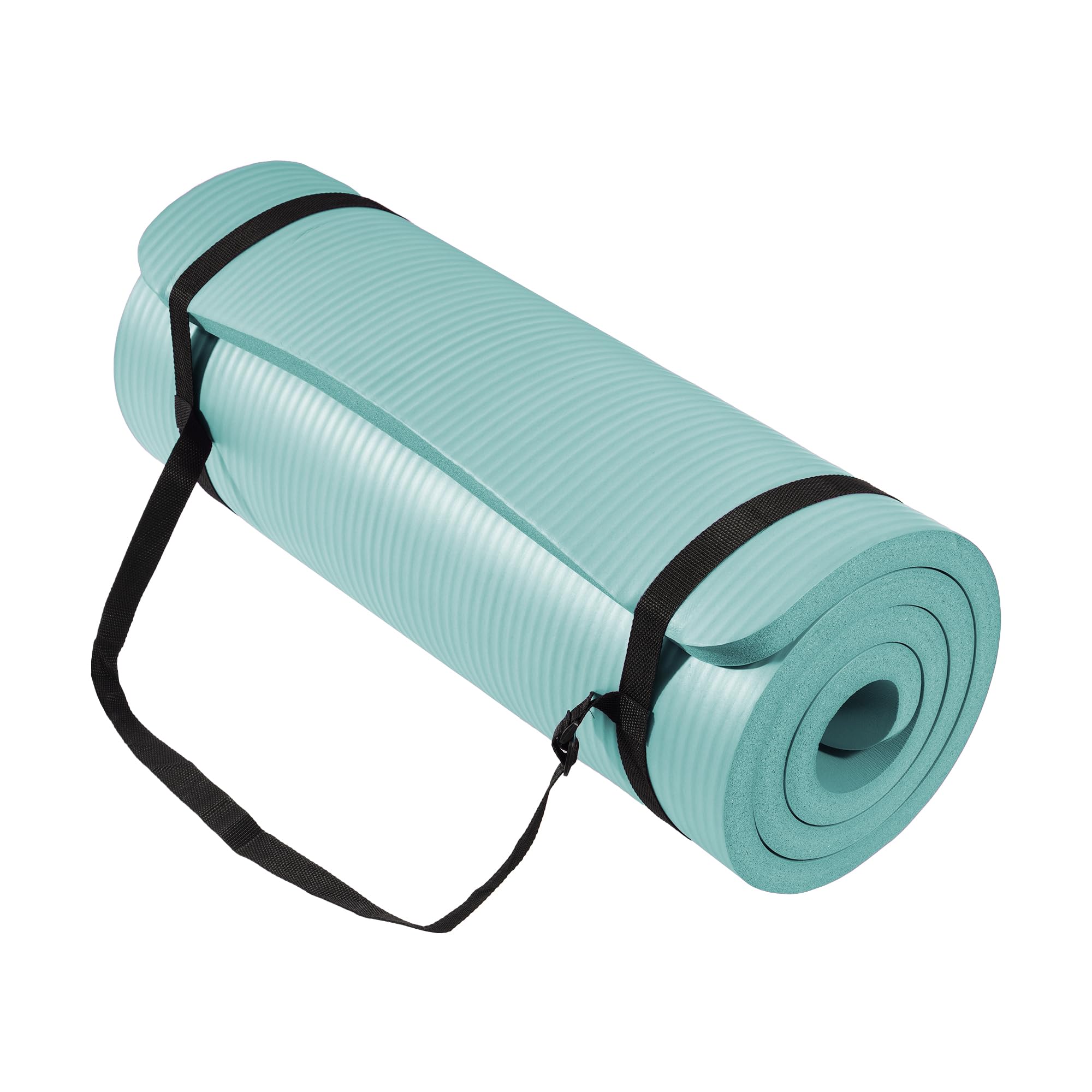 BalanceFrom Yoga Mat 1-Inch Extra Thick High-Density Exercise Mat with Non-Slip Surface & Carry Strap for Men & Women Tear-Resistant Pilates Workout Mat for Home Gym, Floor Fitness, Multiple Colors Aqua