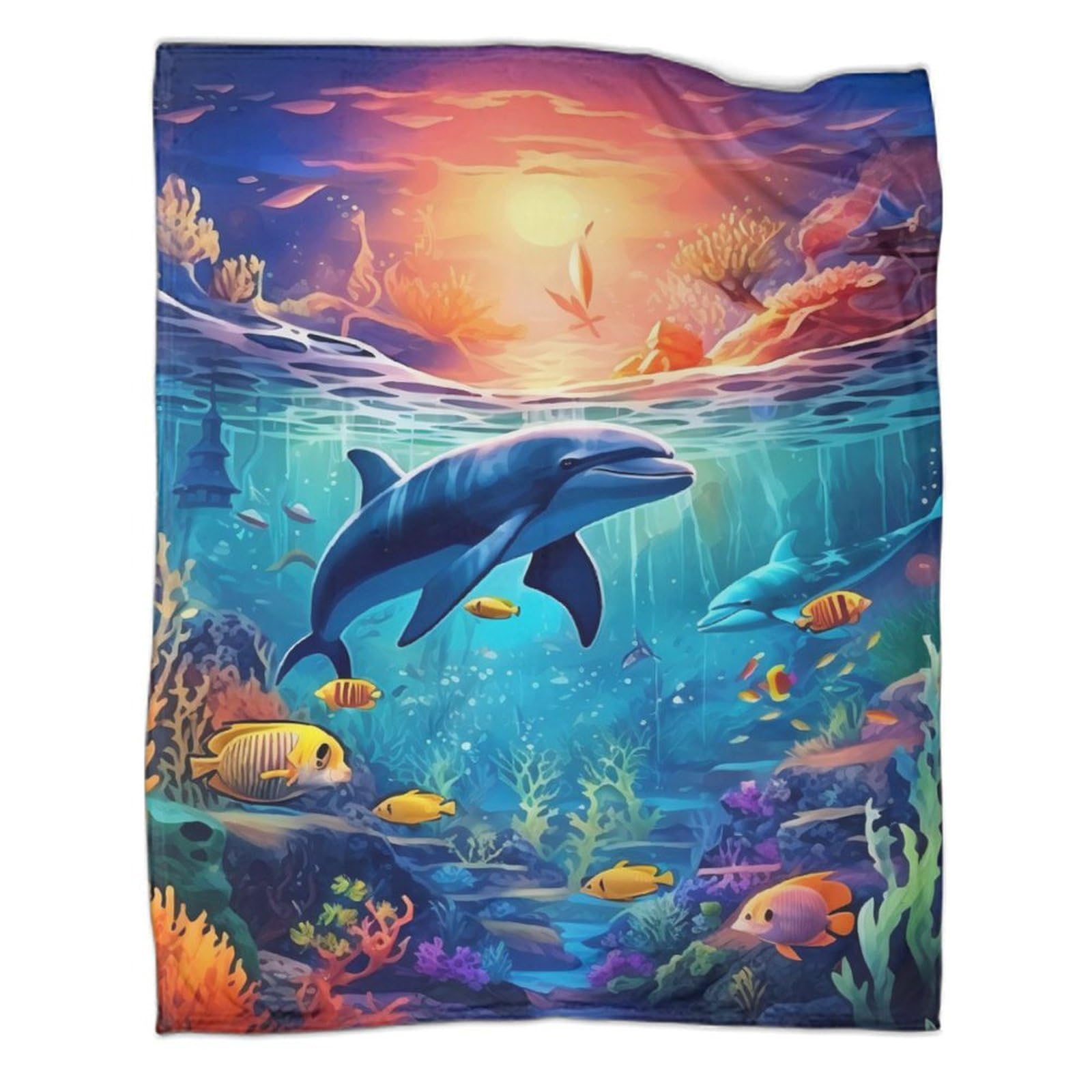 Couverture dauphin en microfibre 100x130 cm pour lit et canapé