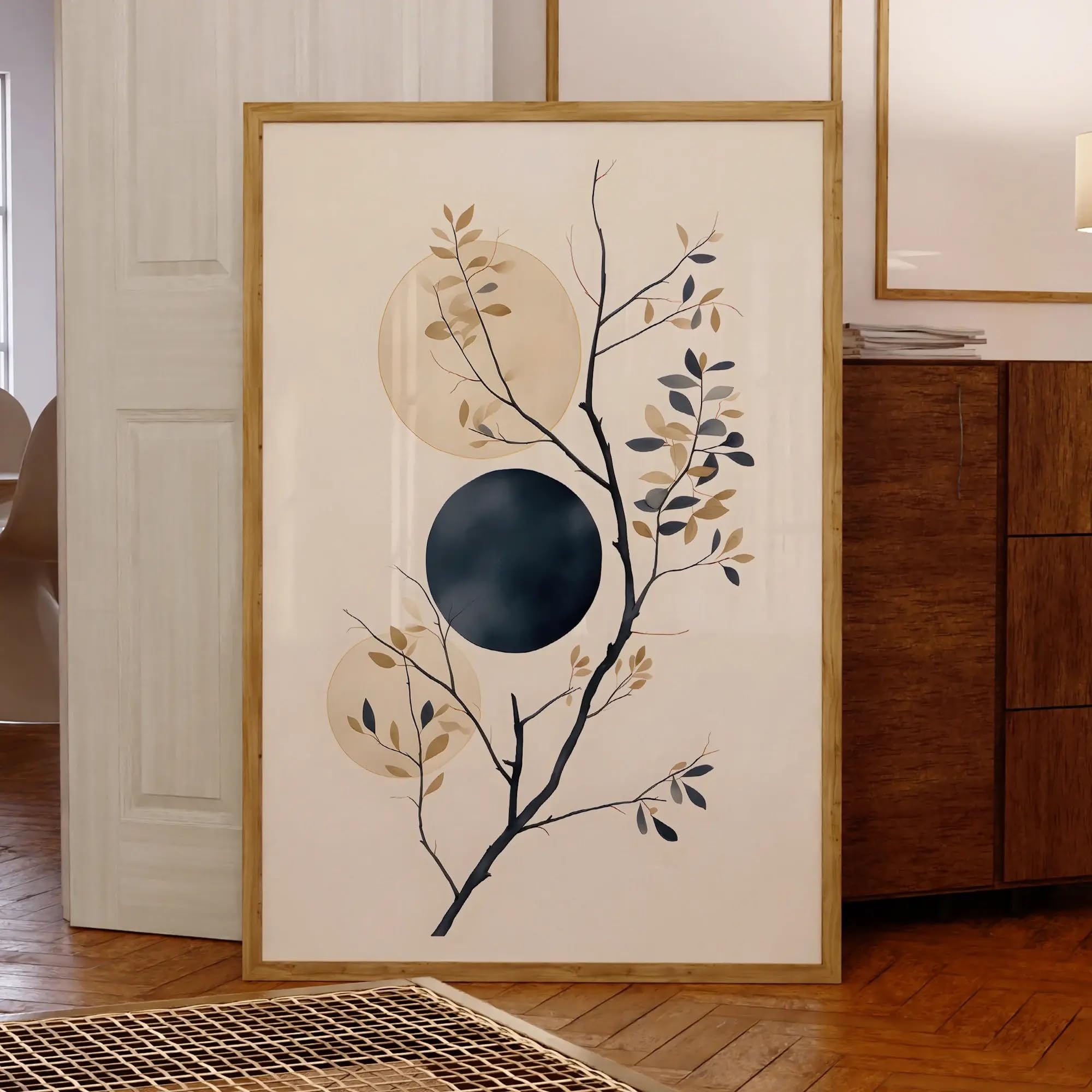 Cadre art mural cercle naturel clair de lune pour mur vide salon - 8