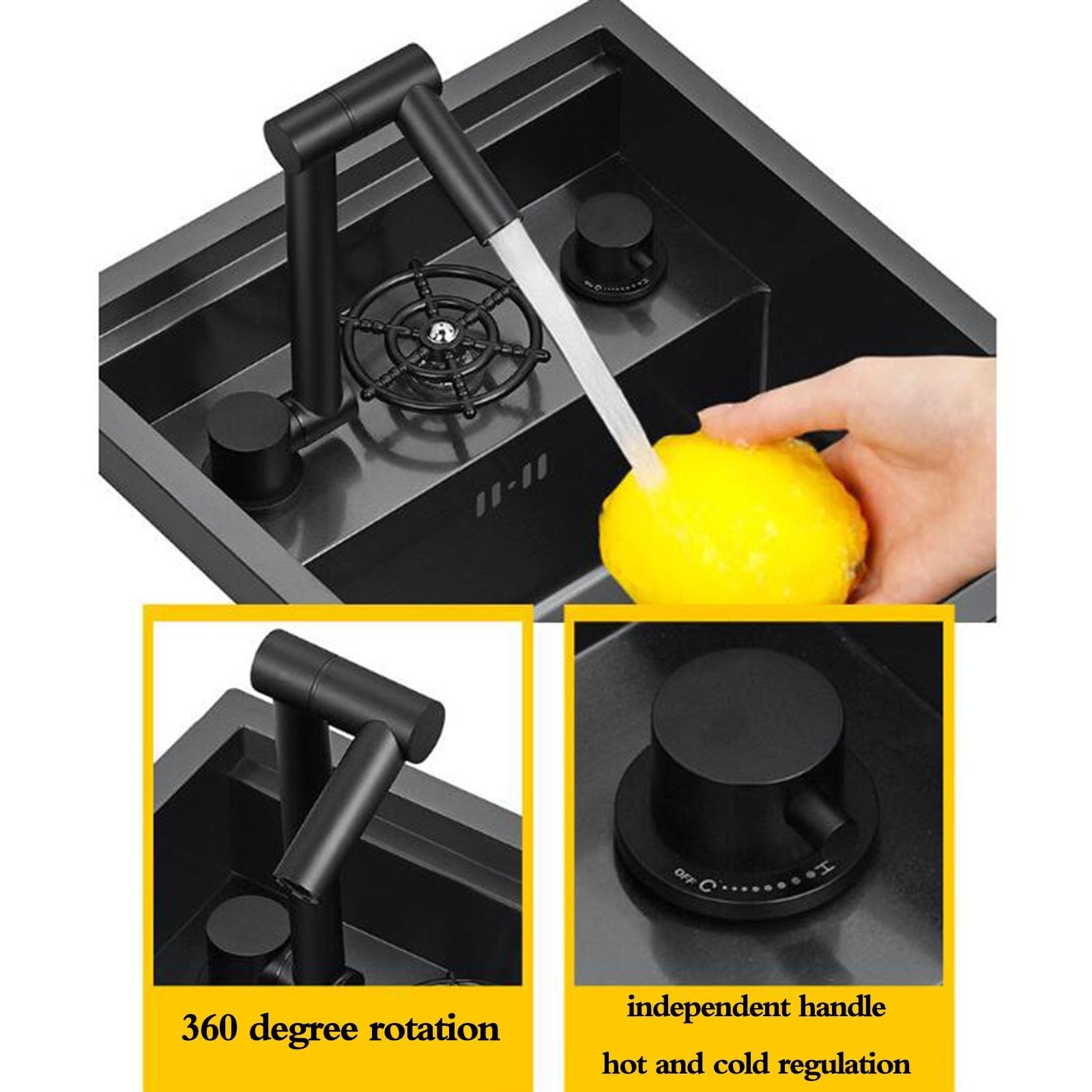Fregadero de cocina de acero inoxidable con tapa, grifo elevador y sifón, perfecto para balcones al aire libre, estudios, preparación de verduras y lavado a mano.