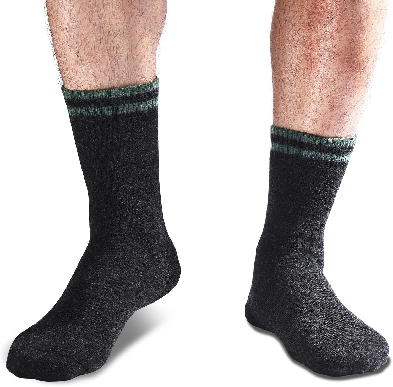 NinetoFiveLife Pack of 4 Mens Merino Wool Socks Winter Hiking Socks Knit Outdoor Recreation Socks Warm Soft and Comfortable - Image 2