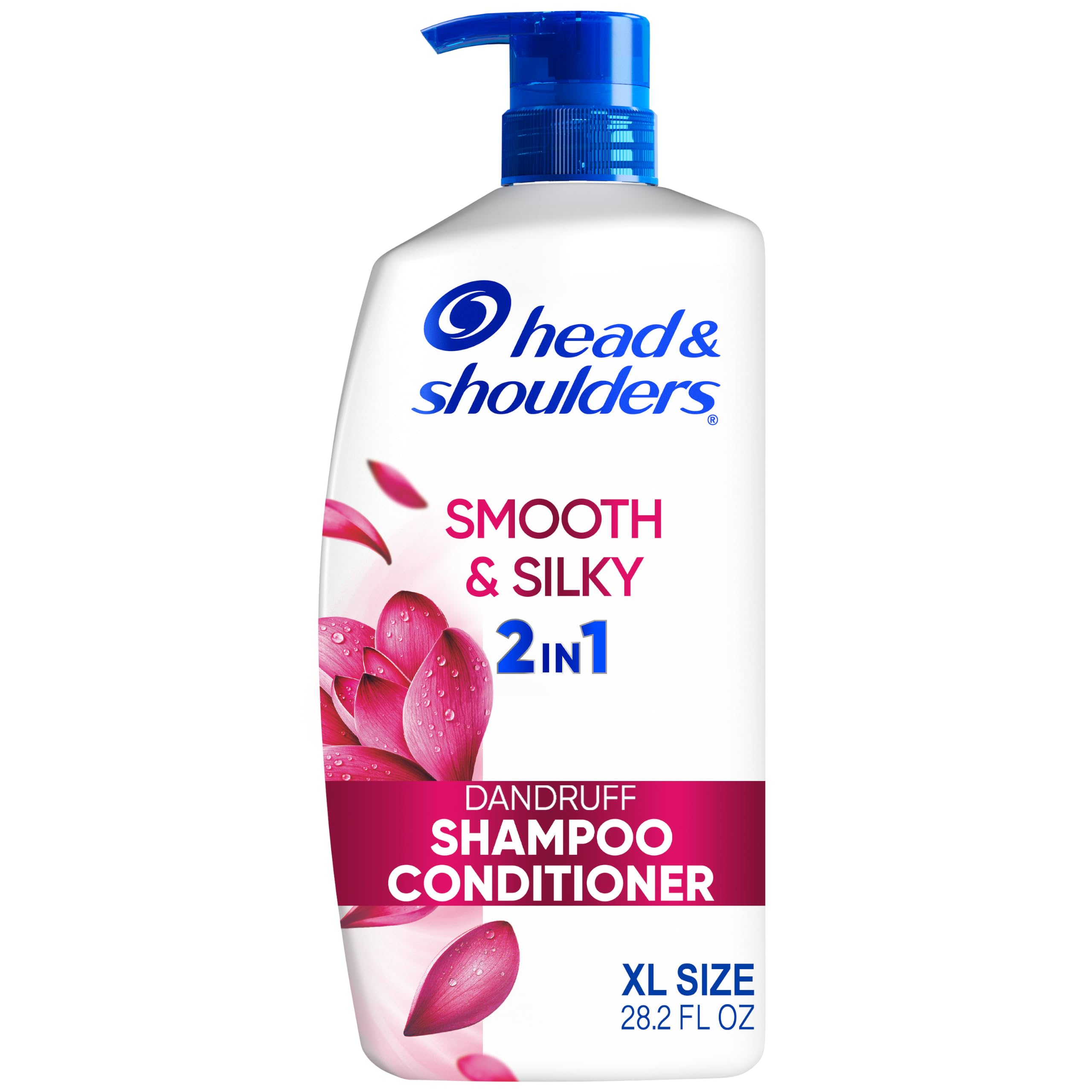 Head & Shoulders Anti-Dandruff Shampoo and Conditioner for Women | Smooth & Silky 2-in-1 | 1% Pyrithione Zinc, 24-Hour Frizz Control, Soothes Dry & Itchy Scalp, Healthy, Shiny & Smooth, 28.2 Fl Oz