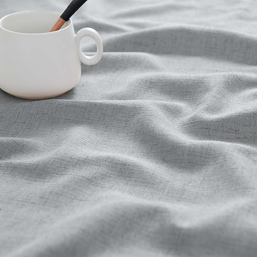 Miniatura 4 de jinchan Cortinas de lino, cortinas de ventana filtrantes de luz con ojales en la parte superior, cortinas de lino gris 2 paneles para sala de estar,