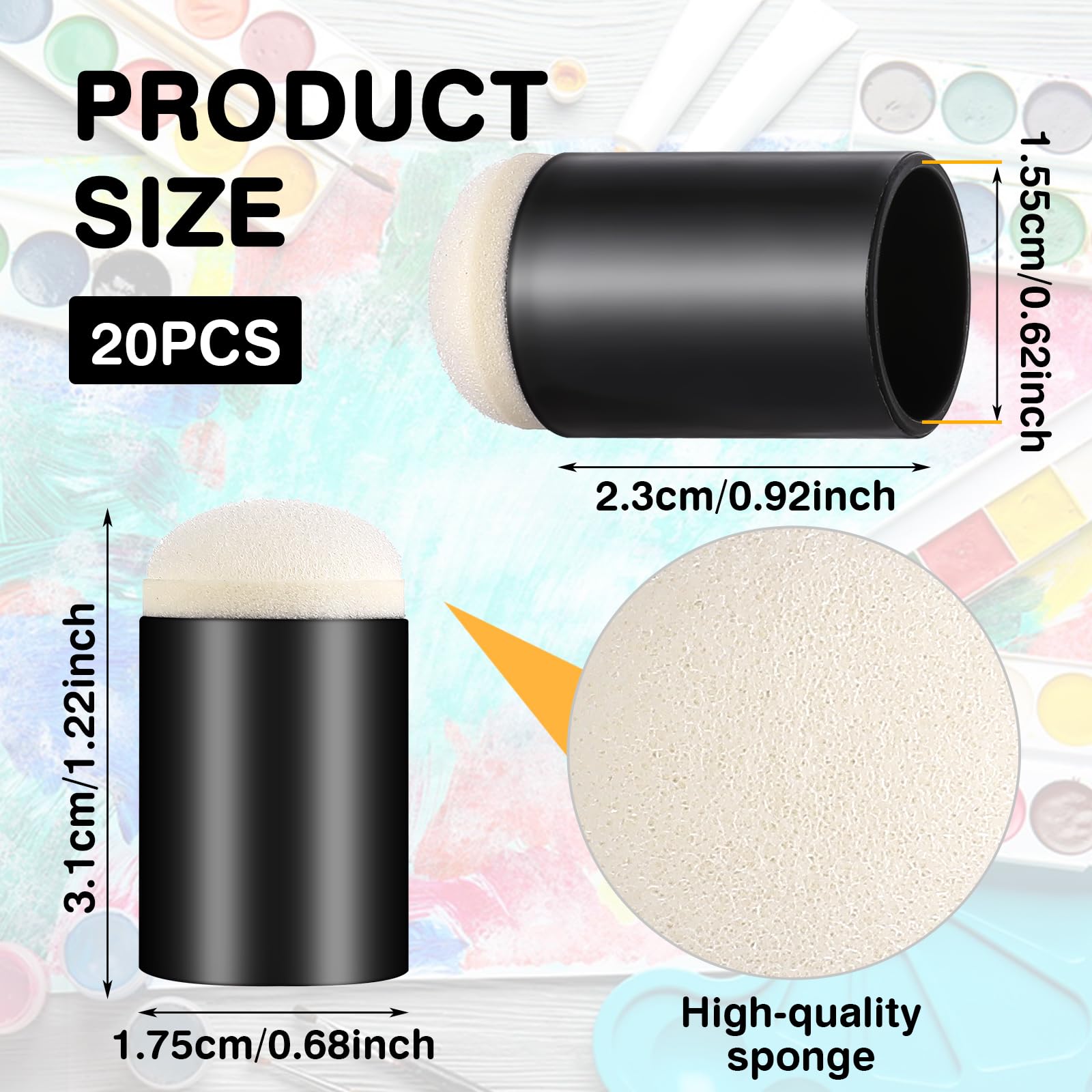 Thinp 20 pcs Finger Sponges Daubers,Finger Painting Sponge Craft Drawing Sponge Dauber Set Finger Daubers for Crafting Painting Chalk Ink Card Making Drawing