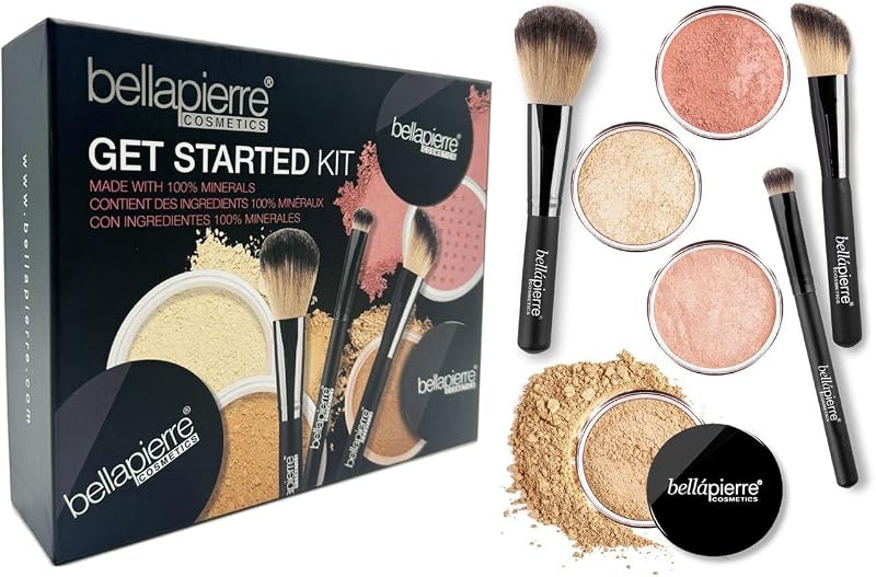 Get Started Kit | Includes 2 Mineral Foundations, 1 Blush, & 1 Bronzer | Mineral Makeup Essentials | Non-Toxic and Paraben Free | Oil and Cruelty Free | Long Lasting Formulas - Medium