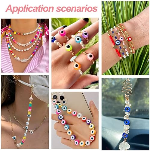 Miniatura 7 de Mega Pet Kit de cuentas de mal de ojo, cuentas de mal de ojo, cuentas de arcilla polimérica, cuentas de bicona acrílicas, cuentas de latón, aleación