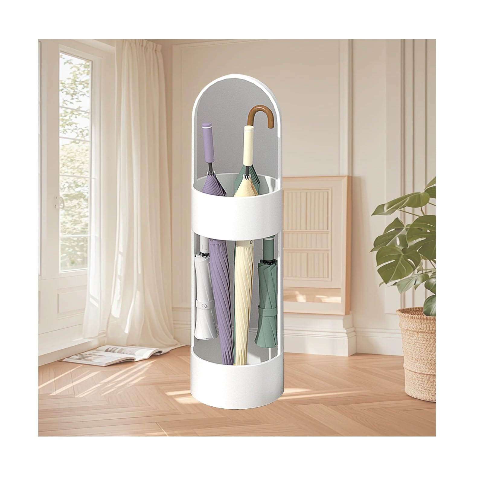 WQPMNYG White Umbrella Storage Rack -and Stable Umbrella Stand Bucket for Home Entryway - Quick Drying Solution for Wet Umbrellas