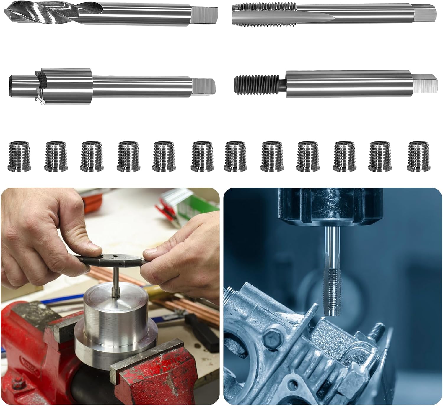 M7*1.0 Metric Thread Repair kit,12 9.5MM Stainless Steel Inserts