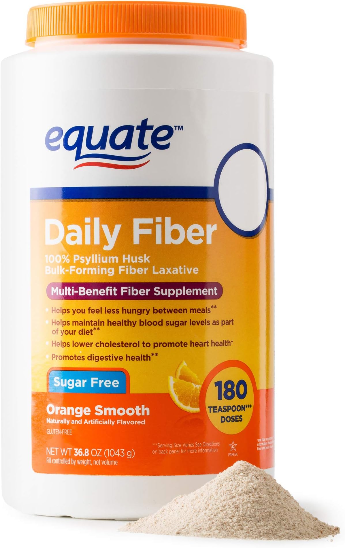 Fiber Therapy, Smooth Texture, Orange Flavor, Powder, 36.8 oz, Sugar Free 180 Doses