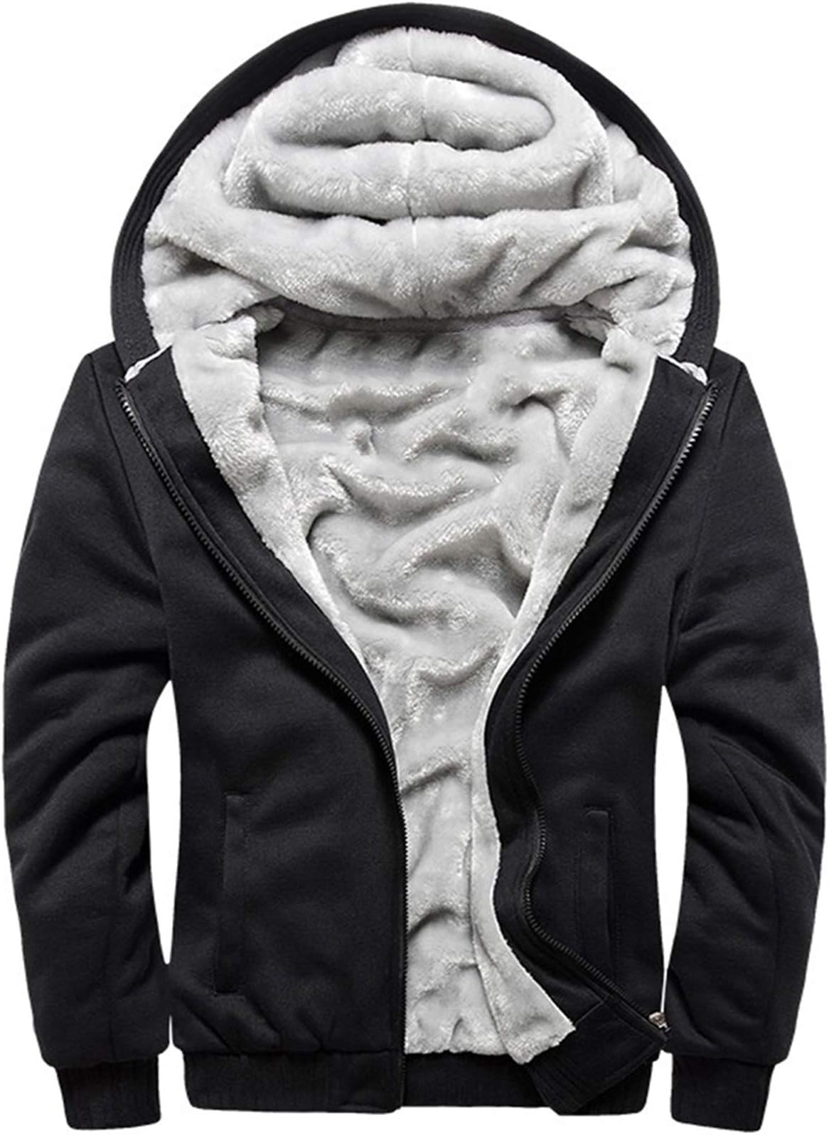 MACHLAB Men's Pullover Winter Workout Fleece Hoodie Jackets Full Zip Wool Warm Thick Coats