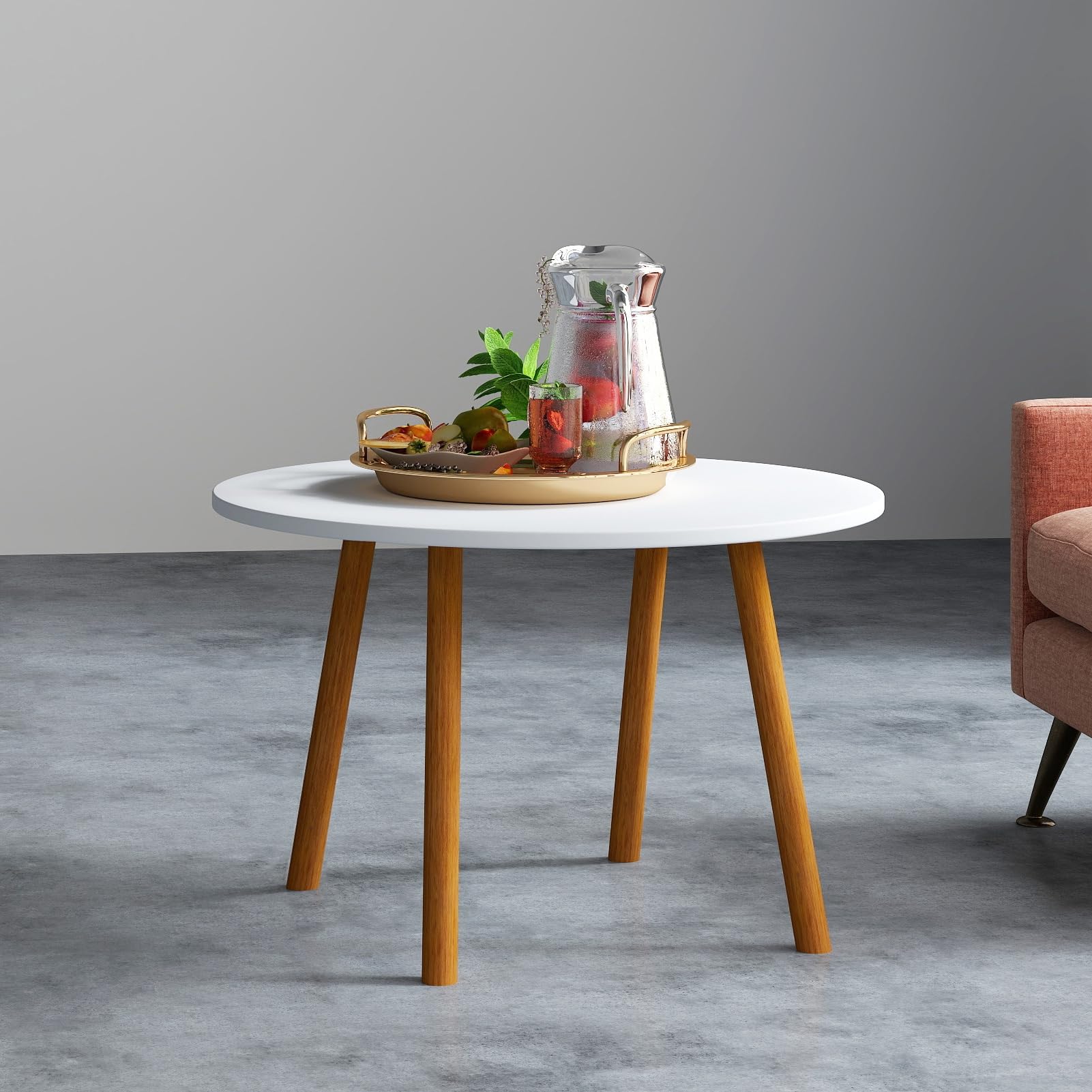 Mesa de comedor redonda, 60 cm de diámetro, mesa de madera maciza con superficie lisa, fácil de montar para 2-3 personas, compacta para comedor, sala de estar y cafetería, color blanco