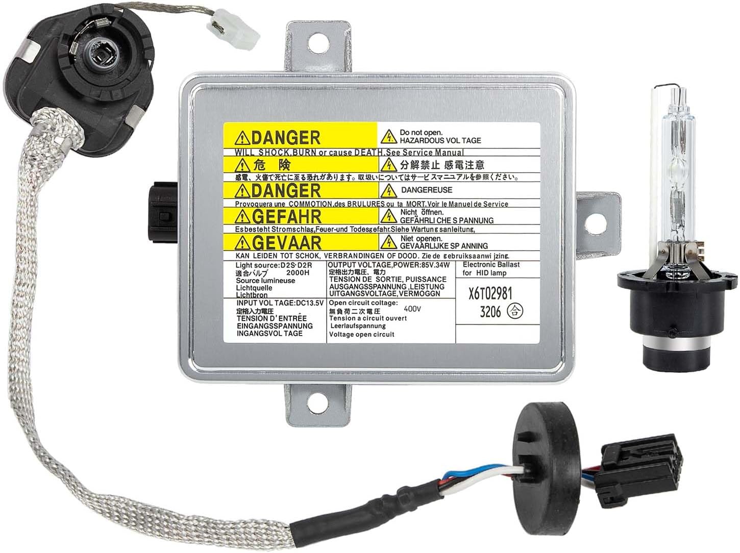 RANSOTO Xenon HID Headlight Ballast Unit Assembly with Igniter and D2S Bulb Compatible with 2002-2005 Acura TL TSX and TL Type-S, 2004-2009 Honda S2000, Mazda 3 Replaces X6T02971, W3T10471, W3T14371