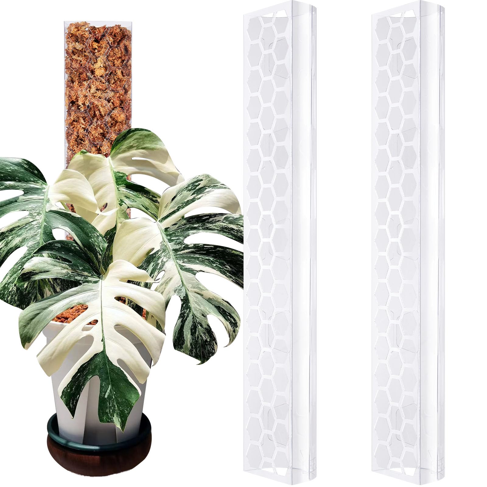 2 Pcs 17 Inch Plastic Moss Pole for Plants Monstera,Designed Specifically for Climbing Plants, Stackable Plant Support for Indoor Plants
